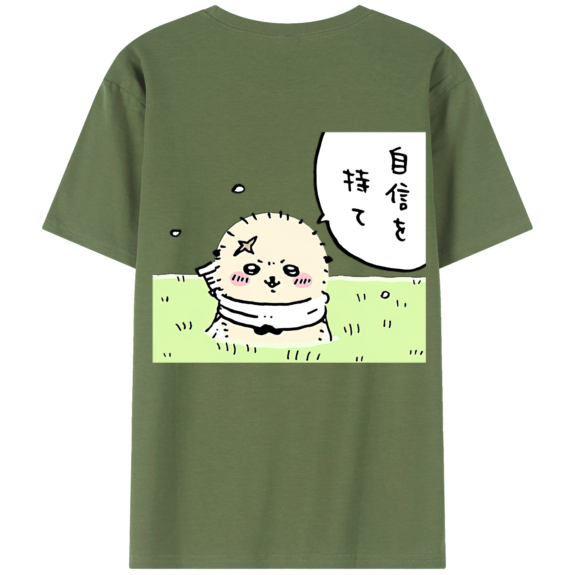 （画像用） ちいかわ ラッコ Chii-kawa Sea otter 綿100％ メンズ半袖Tシャツ（バックプリント） 通気性